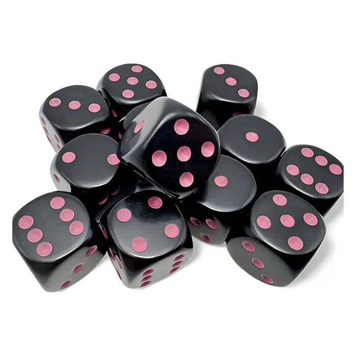 Chessex – Opaque 16mm D6 Dice Block – Black/Pink 3