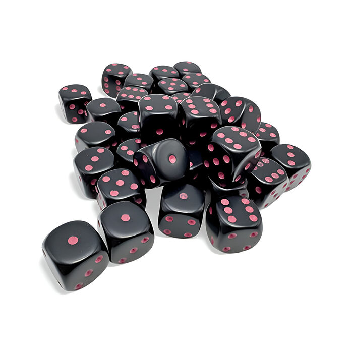 Chessex – Opaque 12mm D6 Dice Block – Black/Pink