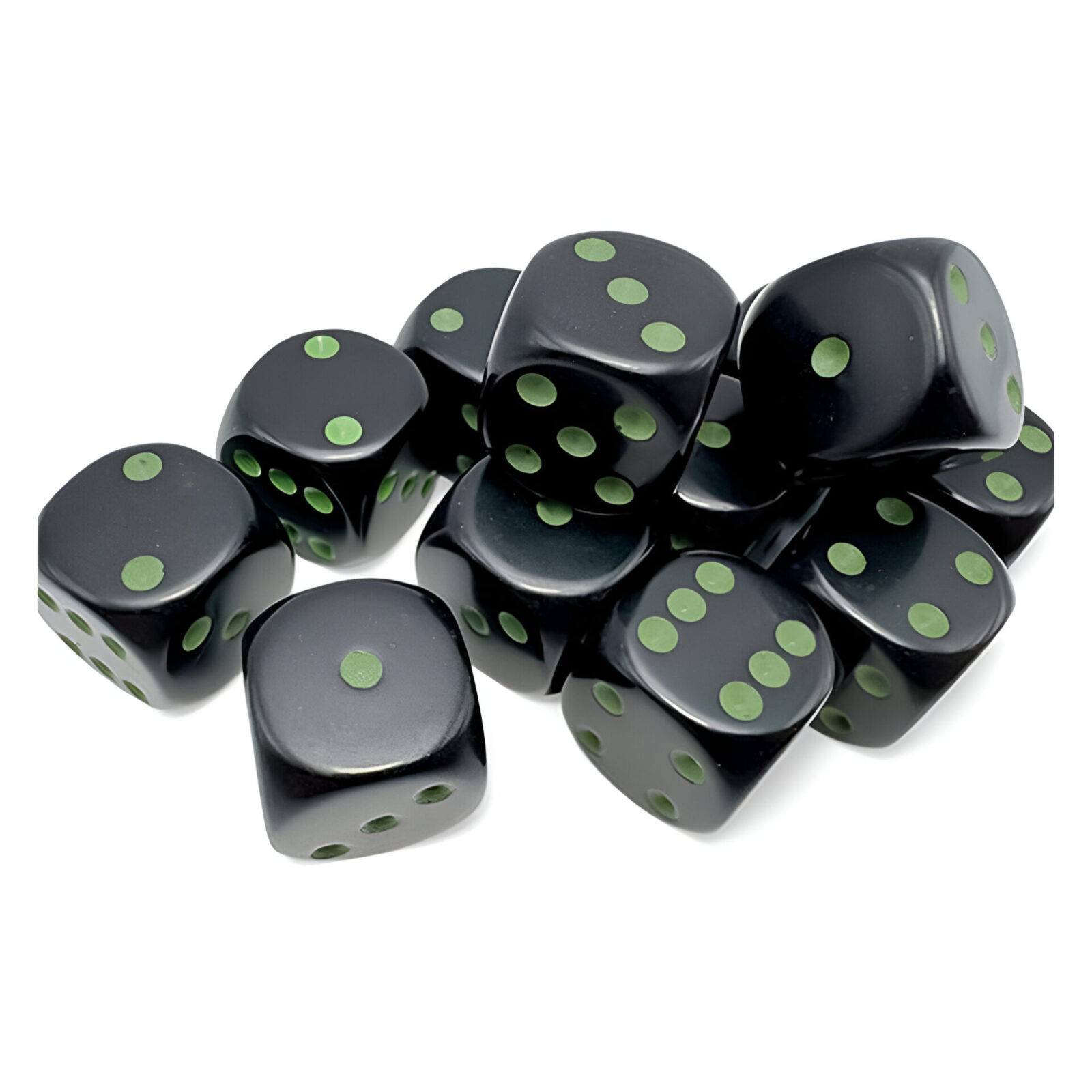 Chessex – Opaque 16mm D6 Dice Block – Black/Green