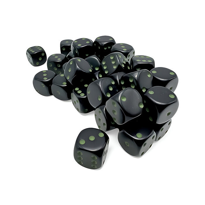 Chessex – Opaque 12mm D6 Dice Block – Black/Green