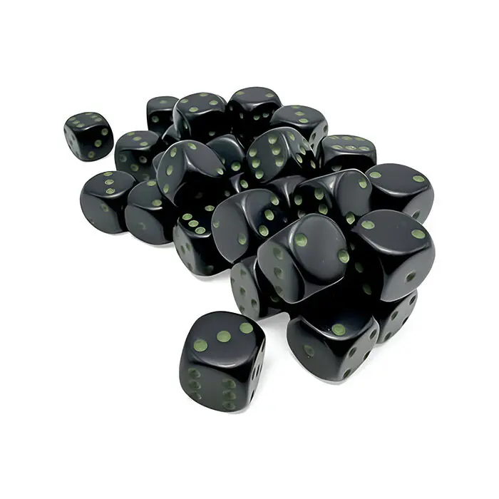 Chessex – Opaque 12mm D6 Dice Block – Black/Green 3